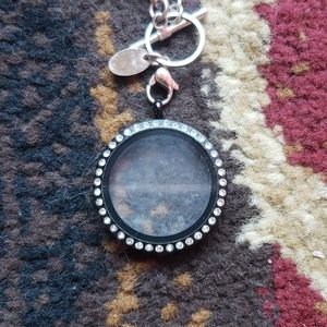 Origami Owl locket black rhinestone necklace